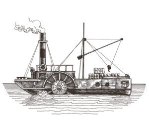 This is an image of what Robert Fulton's steamship might have looked like as compared to the Biblical description in Noah's Folly.